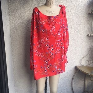 Red Floral Print Top